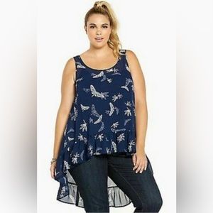 Torrid Size 3 (XXXL) Sheer Dragon Fly High-Low Tank